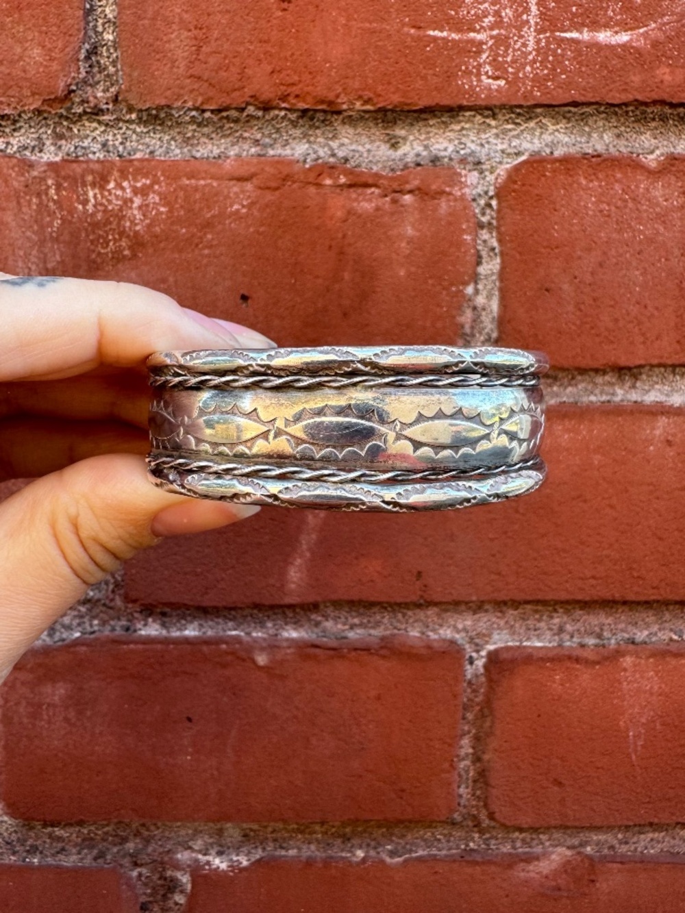 Vintage Native American, Thick & Heavy Sterling Silver Cuff Bracelet